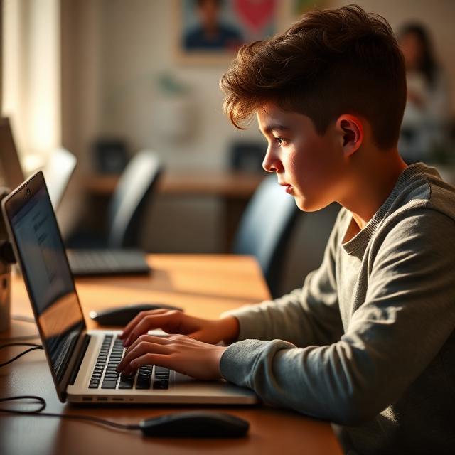Student coding on a laptop